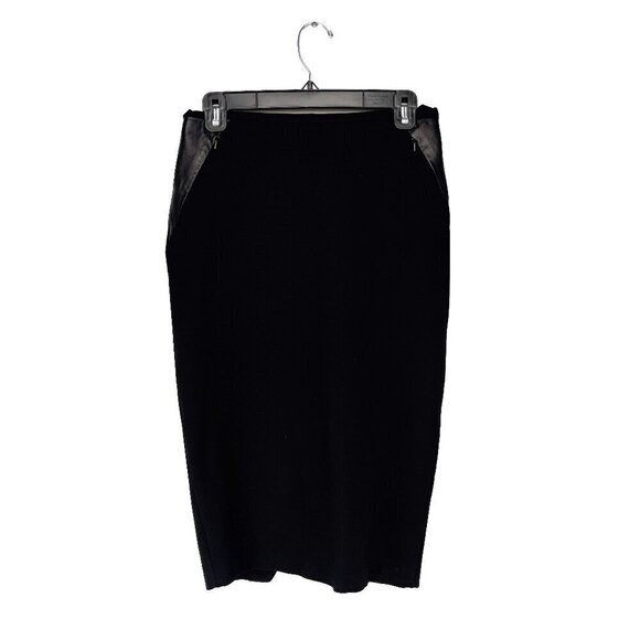 DANIER Office Stretch Pencil Back Slit Black MIDI Below Knees Pockets Skirt sz 4 - Picture 1 of 9